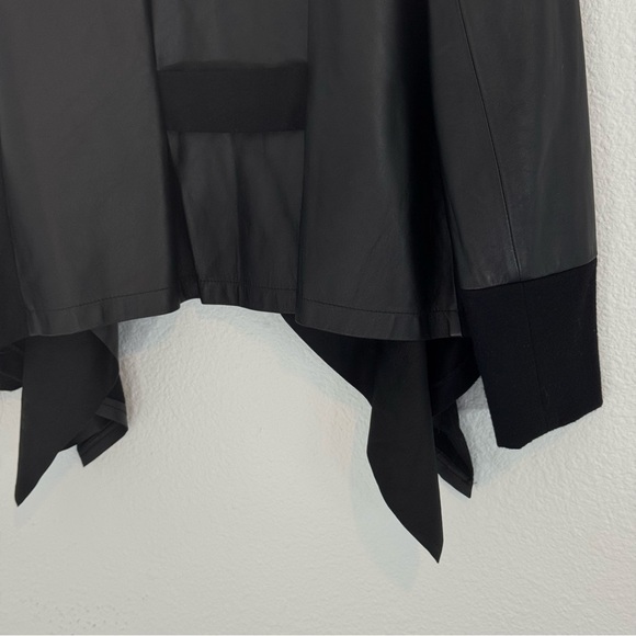 Lafayette 148 New York Leather Wool Jacket Open Waterfall Black 8 - Picture 13 of 14